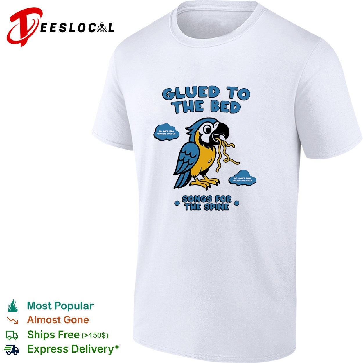 Glued to the bed parrot songs for the spine album art shirt