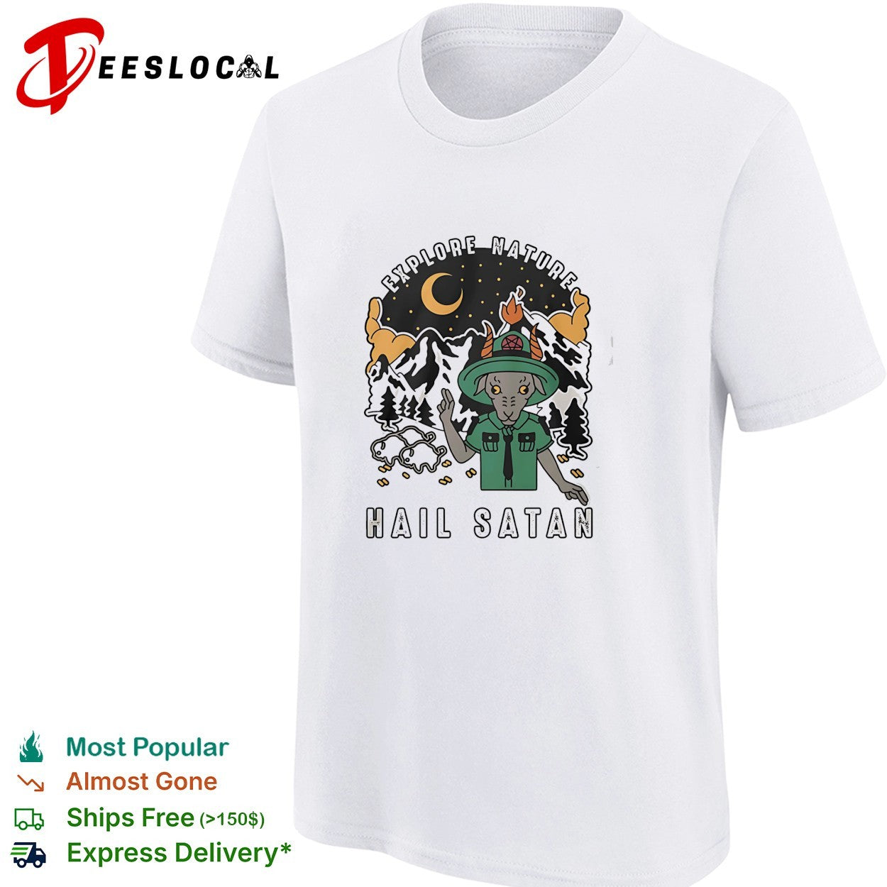 Goat scout pointing explore nature hail satan shirt