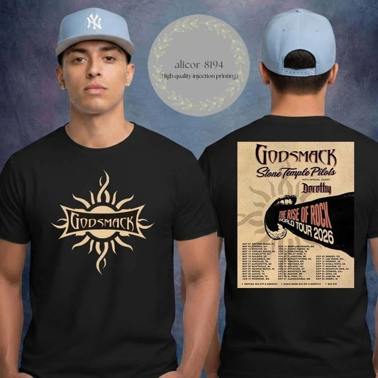 Godsmack The Rise Of Rock World Tour 2026 Schedule Two Sided Unisex T-Shirt