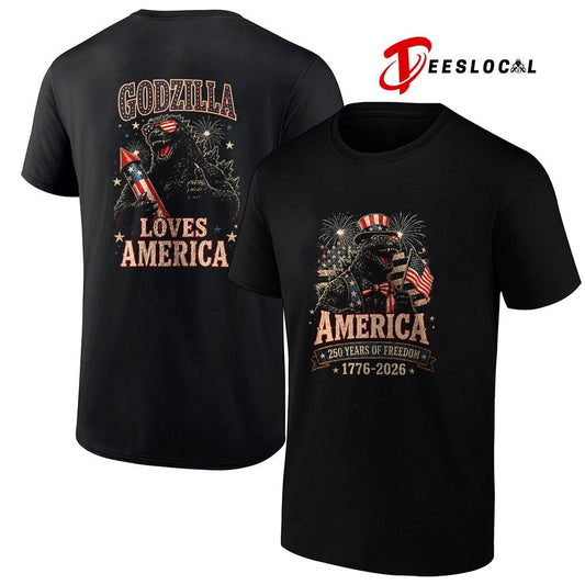 Godzilla America 250 years of freedom loves America shirt