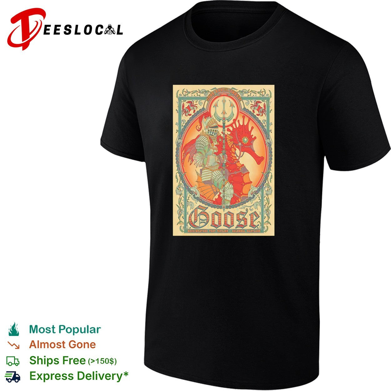 Goose band knight on seahorse poster shirt