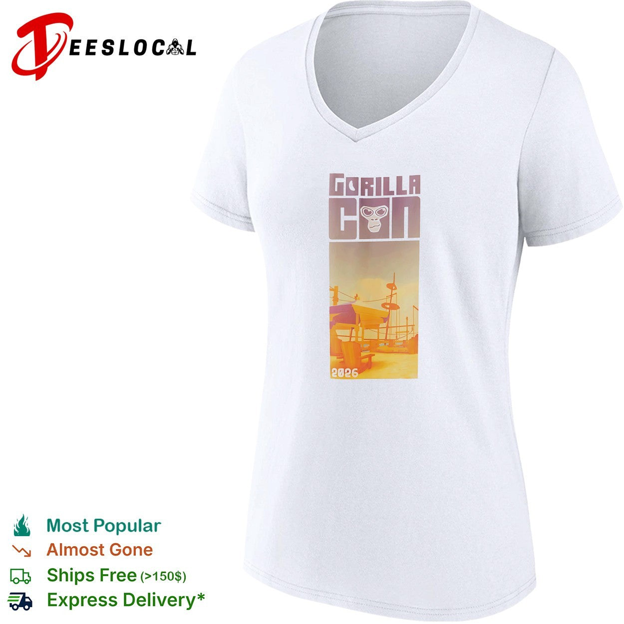 Gorilla con 2026 beach shirt