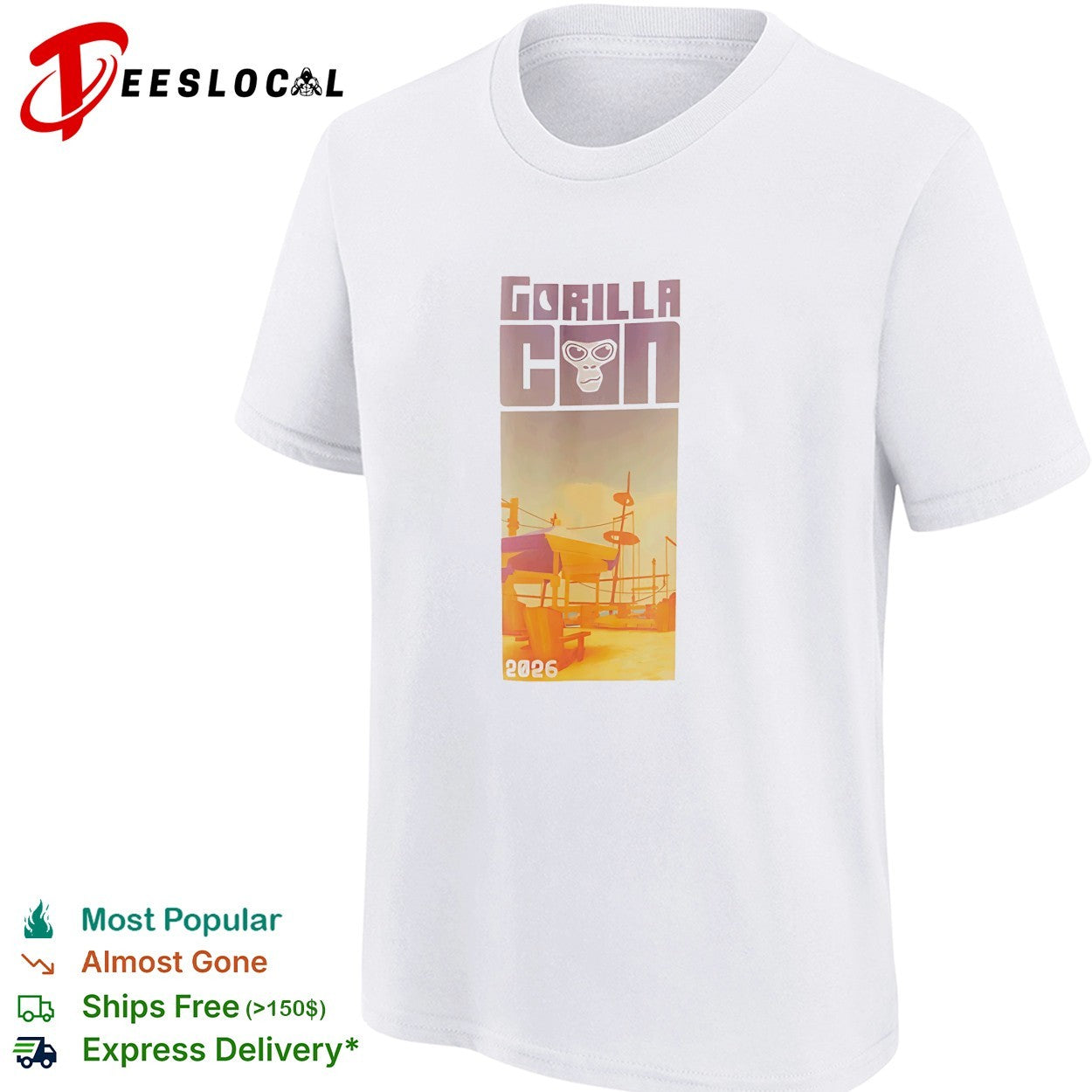 Gorilla con 2026 beach shirt
