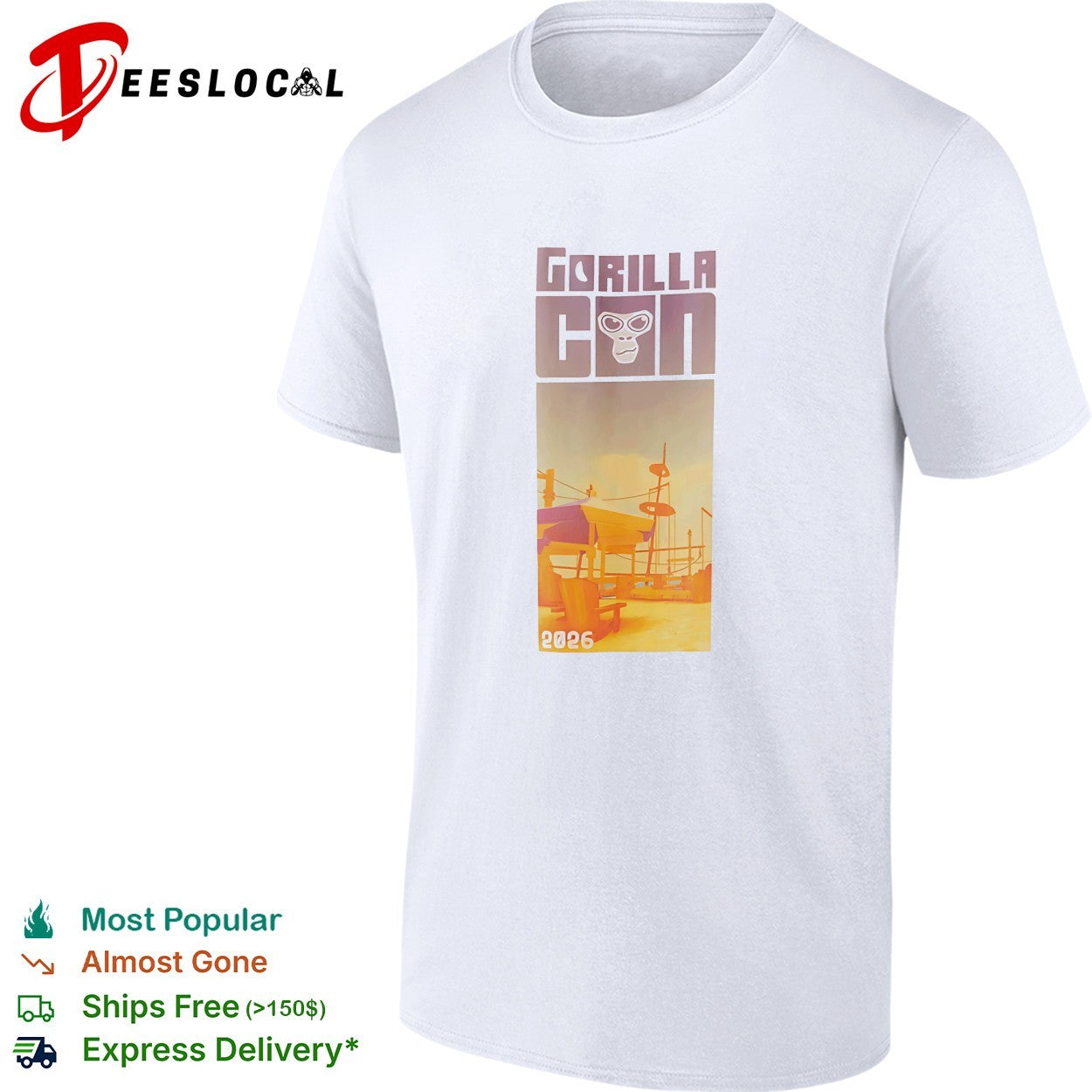 Gorilla con 2026 beach shirt