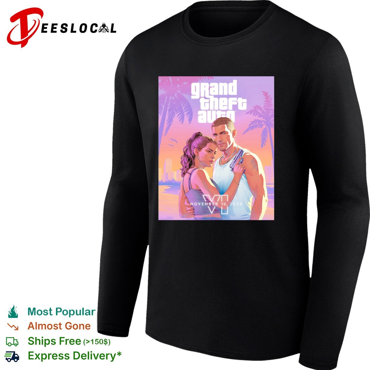 Grand Theft Auto 6 couple Vice City poster shirt