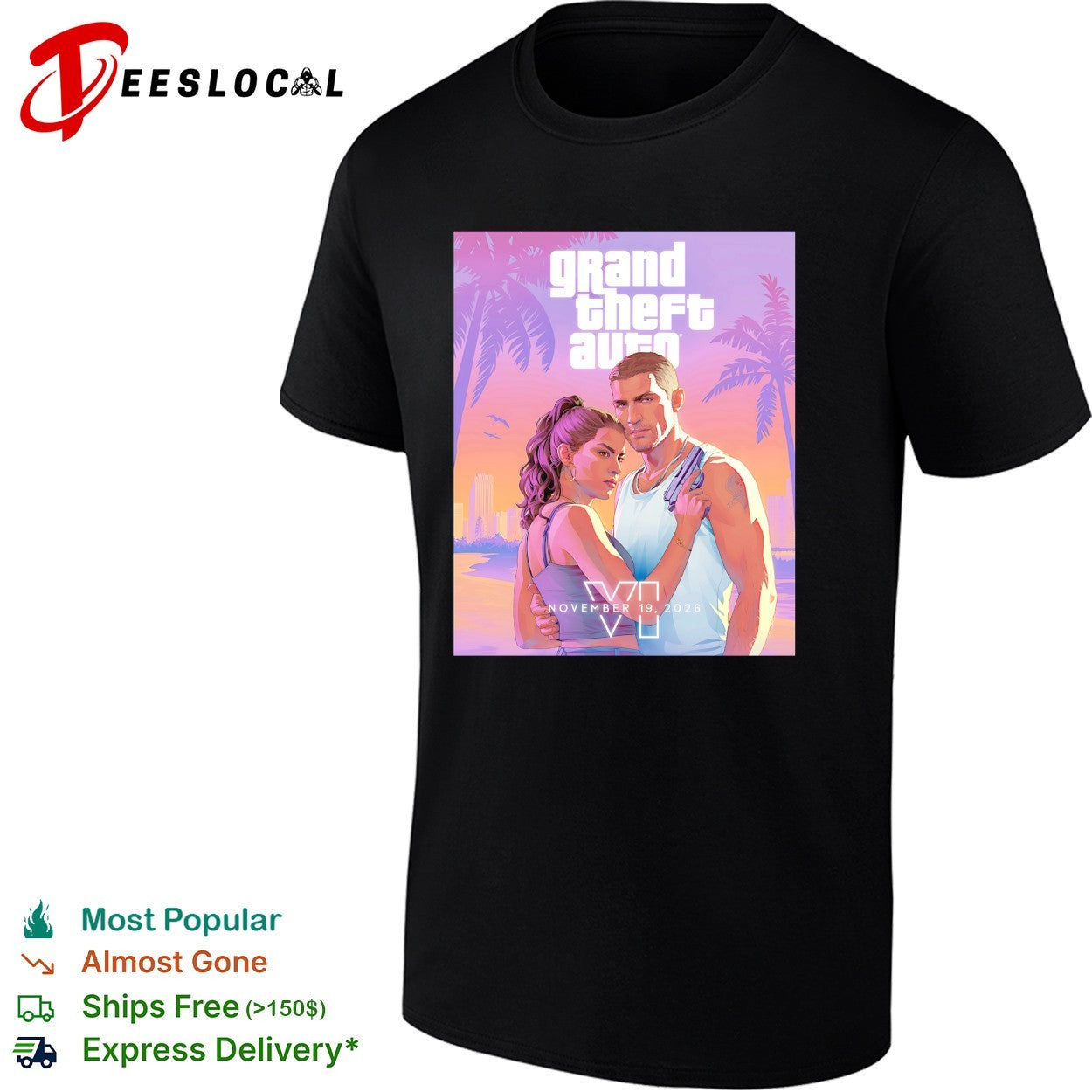 Grand Theft Auto 6 couple Vice City poster shirt