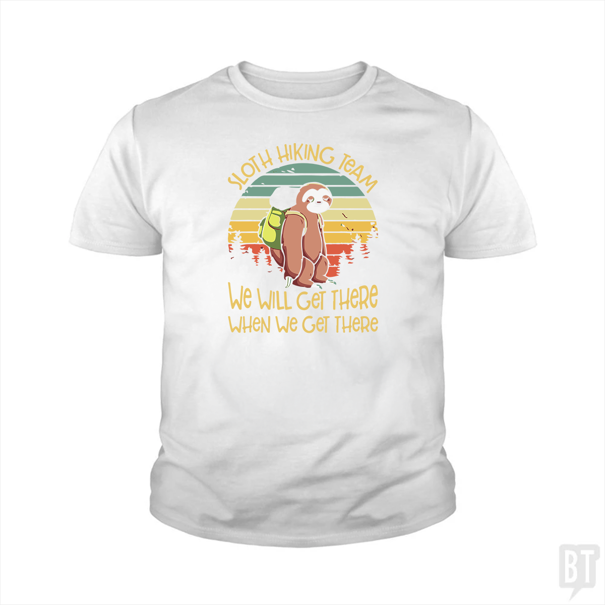 Funny Sloth Hiking Team Kids Shirt