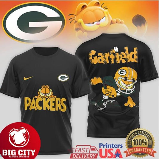 Green Bay Packers Garfield Football Character Two Sided Shirt
