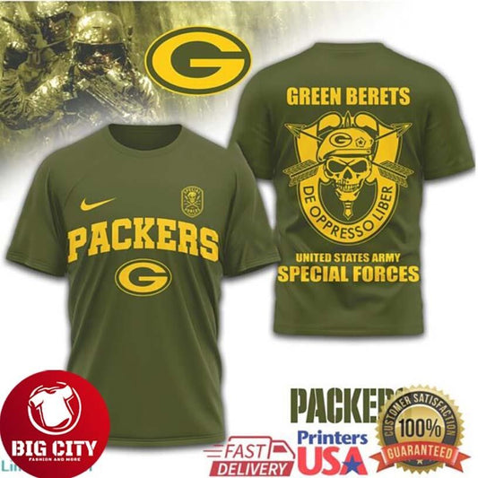 Green Bay Packers Green Berets US Army Special Forces Military Two Sided Shirt