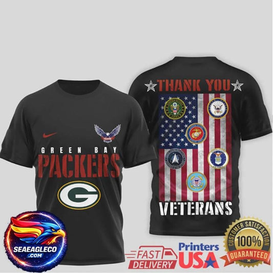 Green Bay Packers Military Appreciation “Thank You Veterans” Two Sided Shirt