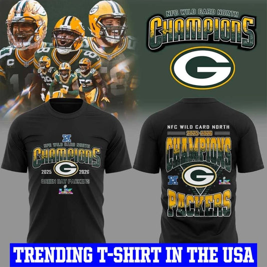 Green Bay Packers NFC Wild Card North Champions 2025-2026 Black Shirt