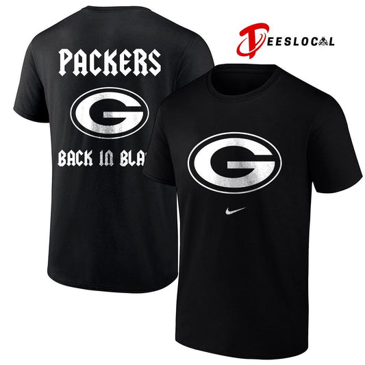 Green Bay Packers back in black logo shirt