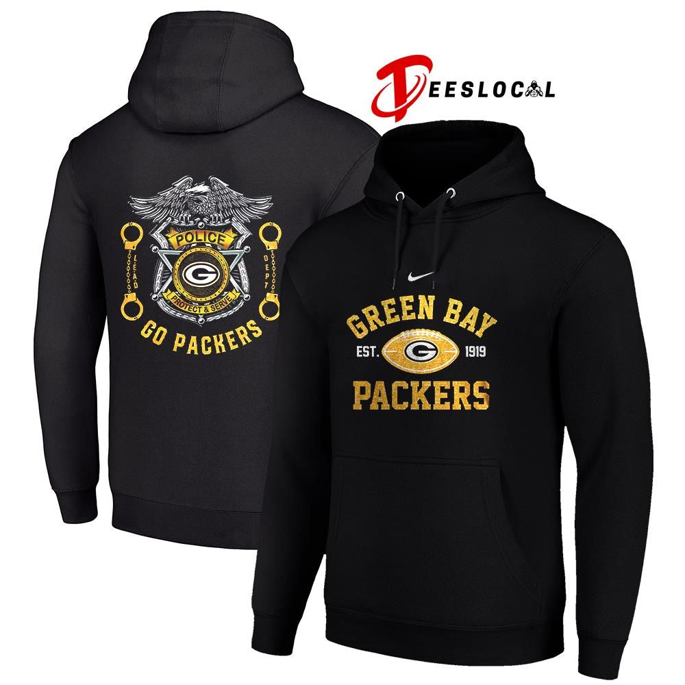 Green Bay Packers law enforcement tribute protect and serve logo shirt