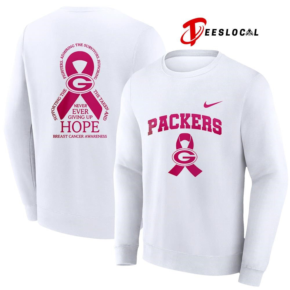 Green Bay Packers never ever giving up hope breast cancer awareness shirt