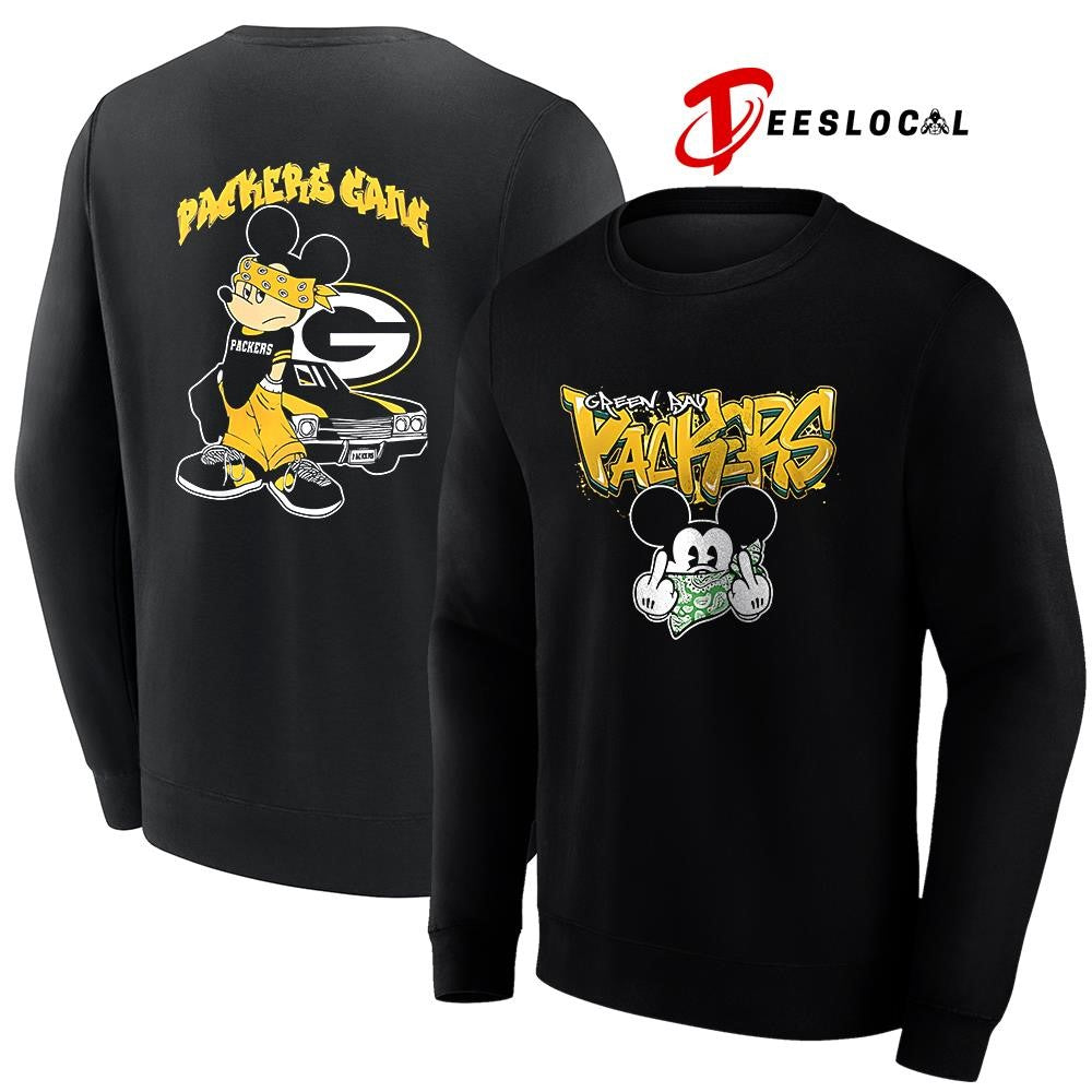 Green Bay Packers x Gangsta Mickey Mouse middle finger shirt
