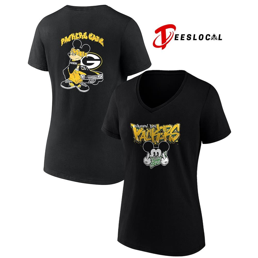 Green Bay Packers x Gangsta Mickey Mouse middle finger shirt