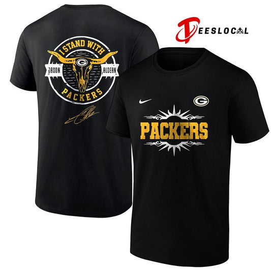 Green Bay Packers x Jason Aldean I stand signature logo shirt