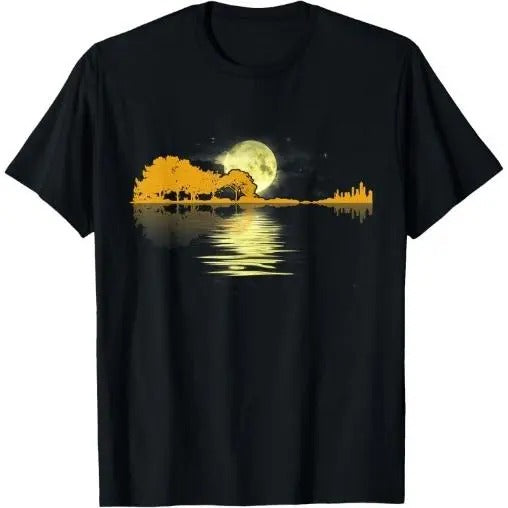 Guitar Lake Shadow Love Guitar Musician T-Shirt Made in USA