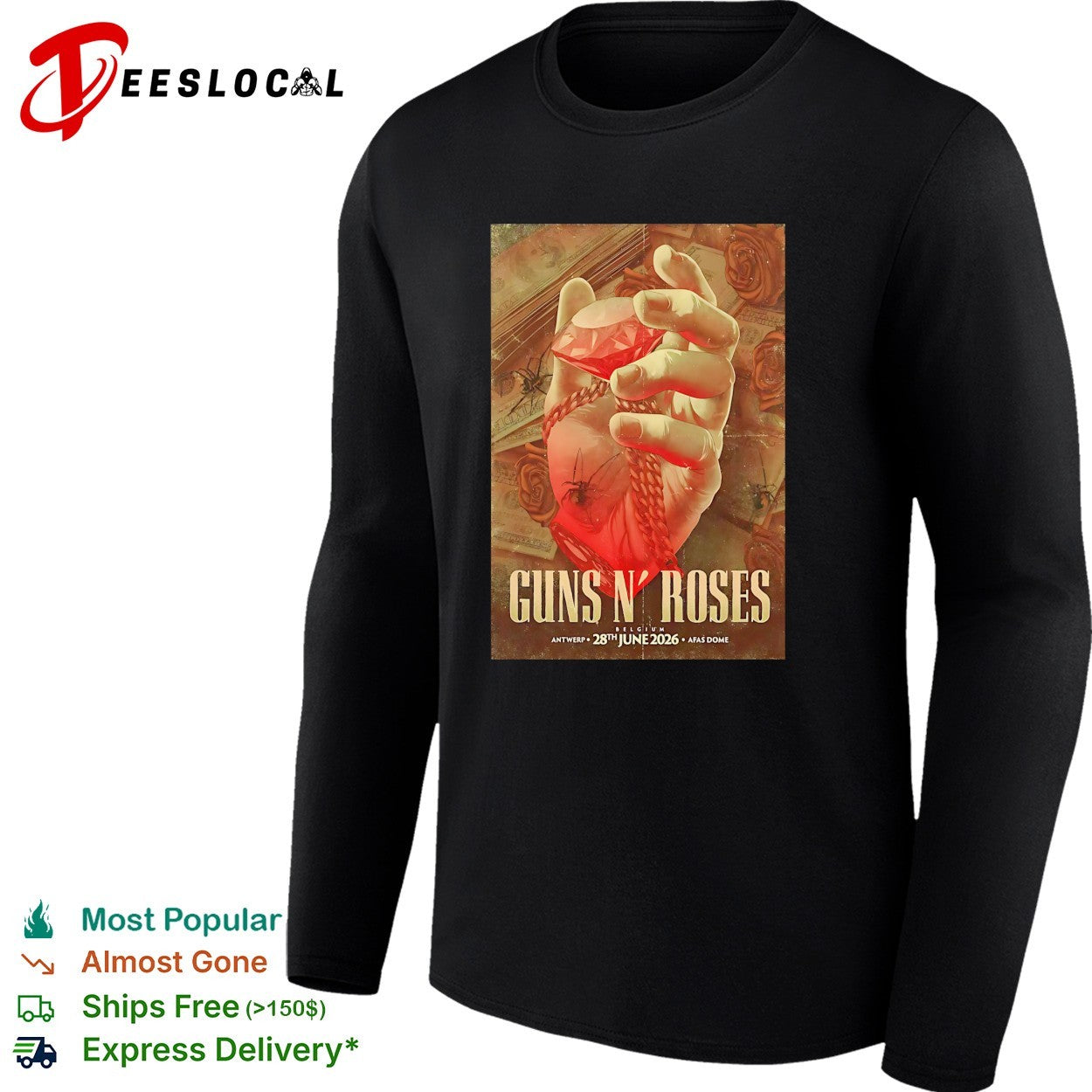 Guns N’ Roses heart concert poster 2026 shirt