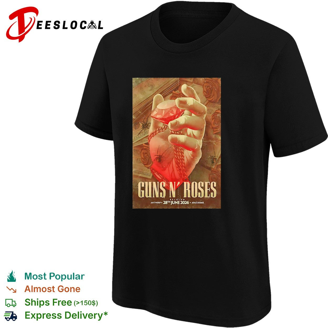 Guns N’ Roses heart concert poster 2026 shirt
