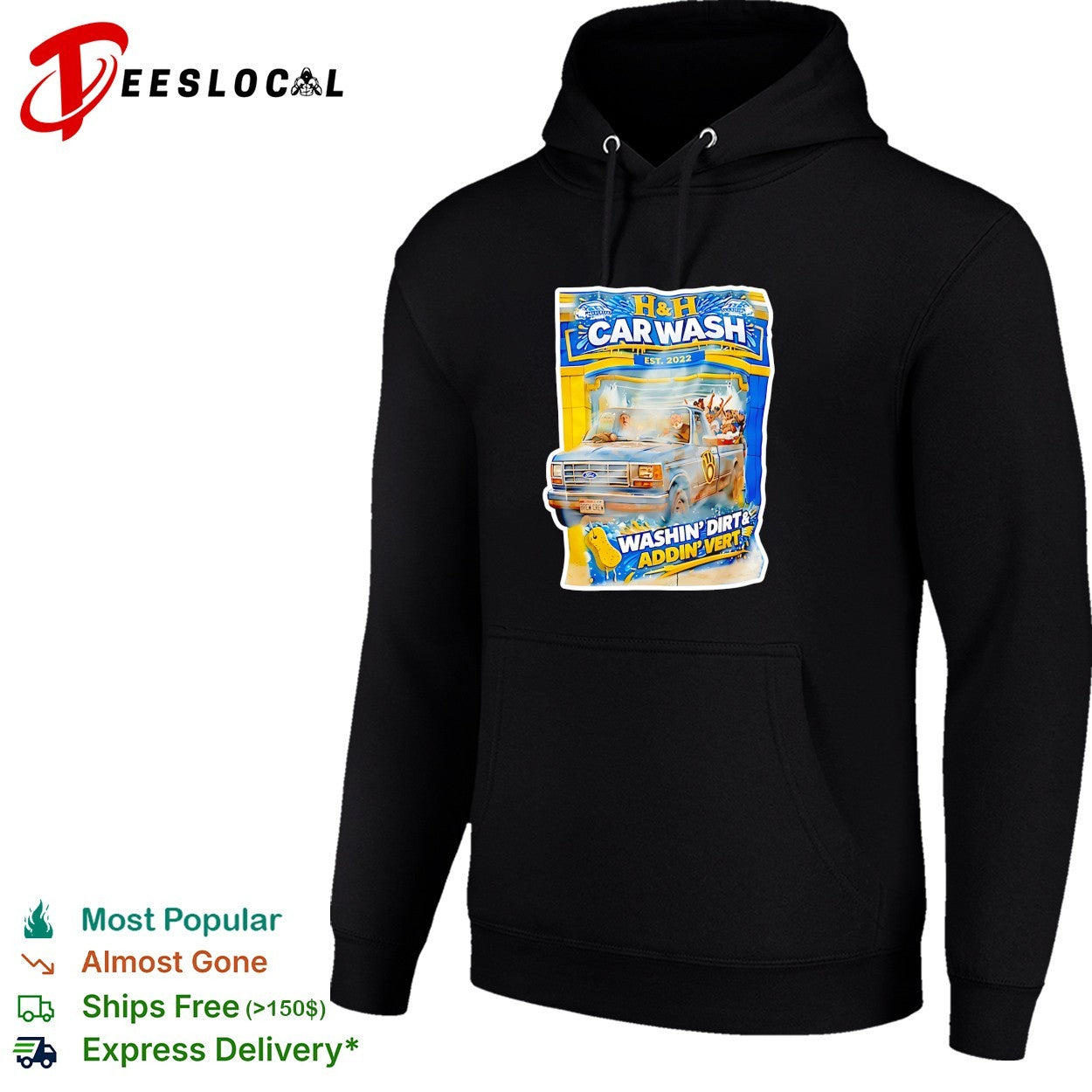 H and H car wash washing dirty adding vert pickup truck shirt