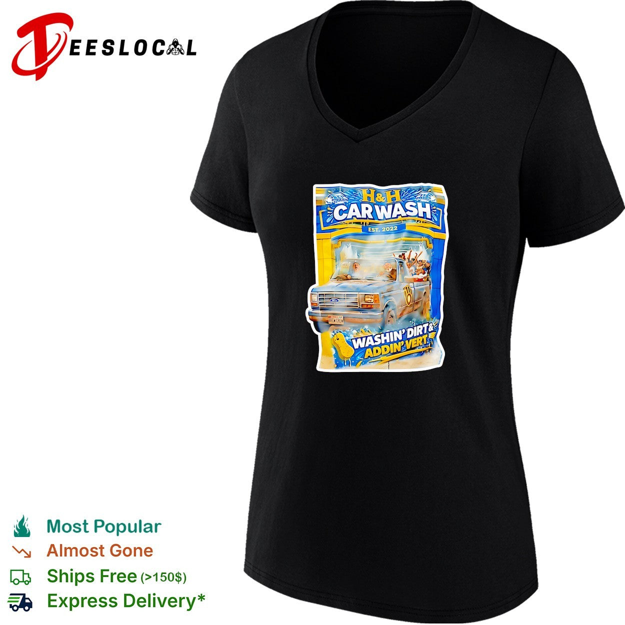 H and H car wash washing dirty adding vert pickup truck shirt