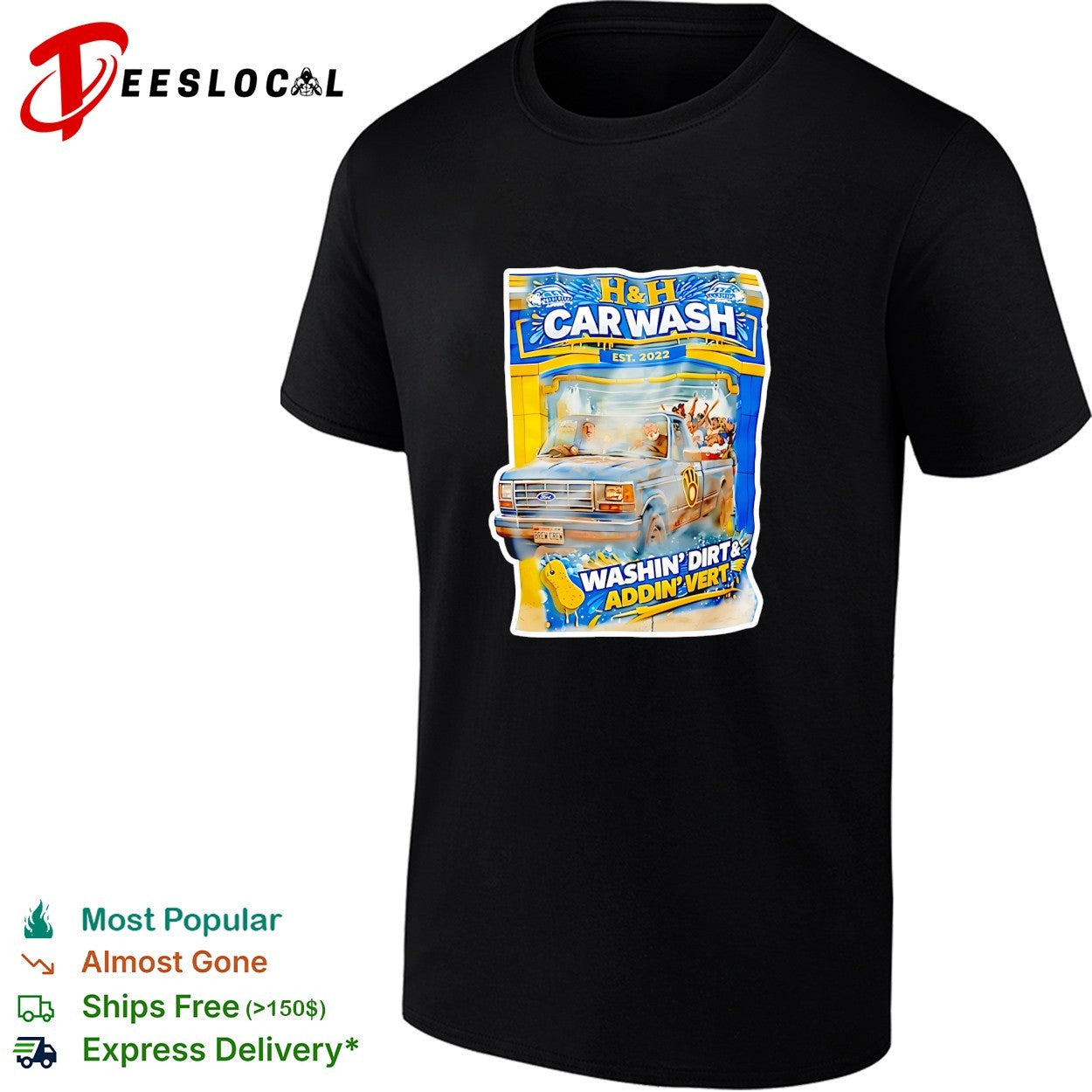 H and H car wash washing dirty adding vert pickup truck shirt