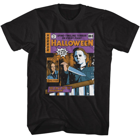 Halloween - Horror Comic - American Classics - Solid Black Adult Short Sleeve T-Shirt