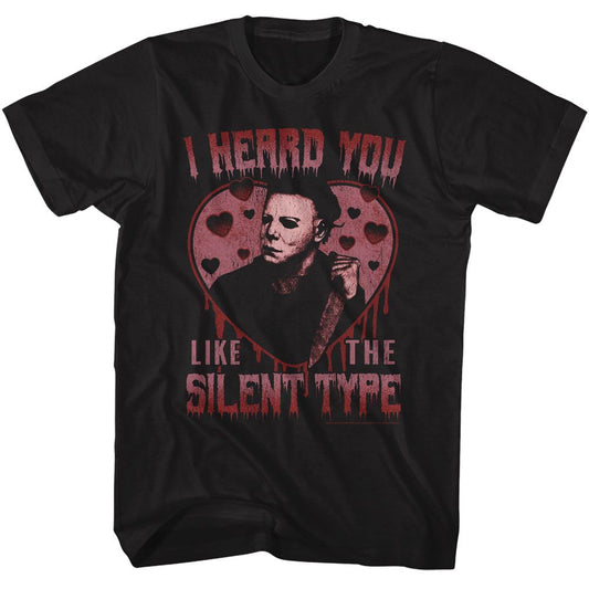 Halloween - Silent Type - American Classics - Solid Black Adult Short Sleeve T-Shirt