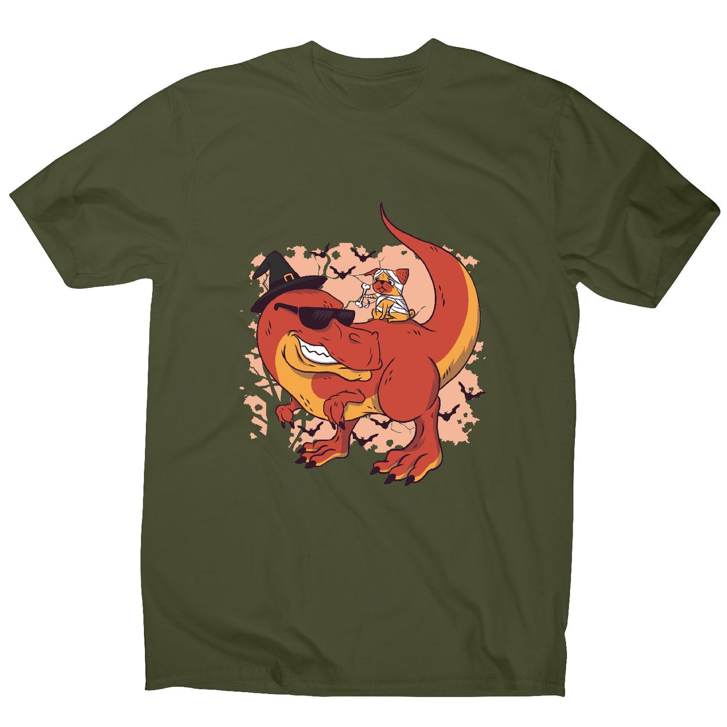 Halloween pug and dinosaur - funny halloween men's t-shirt