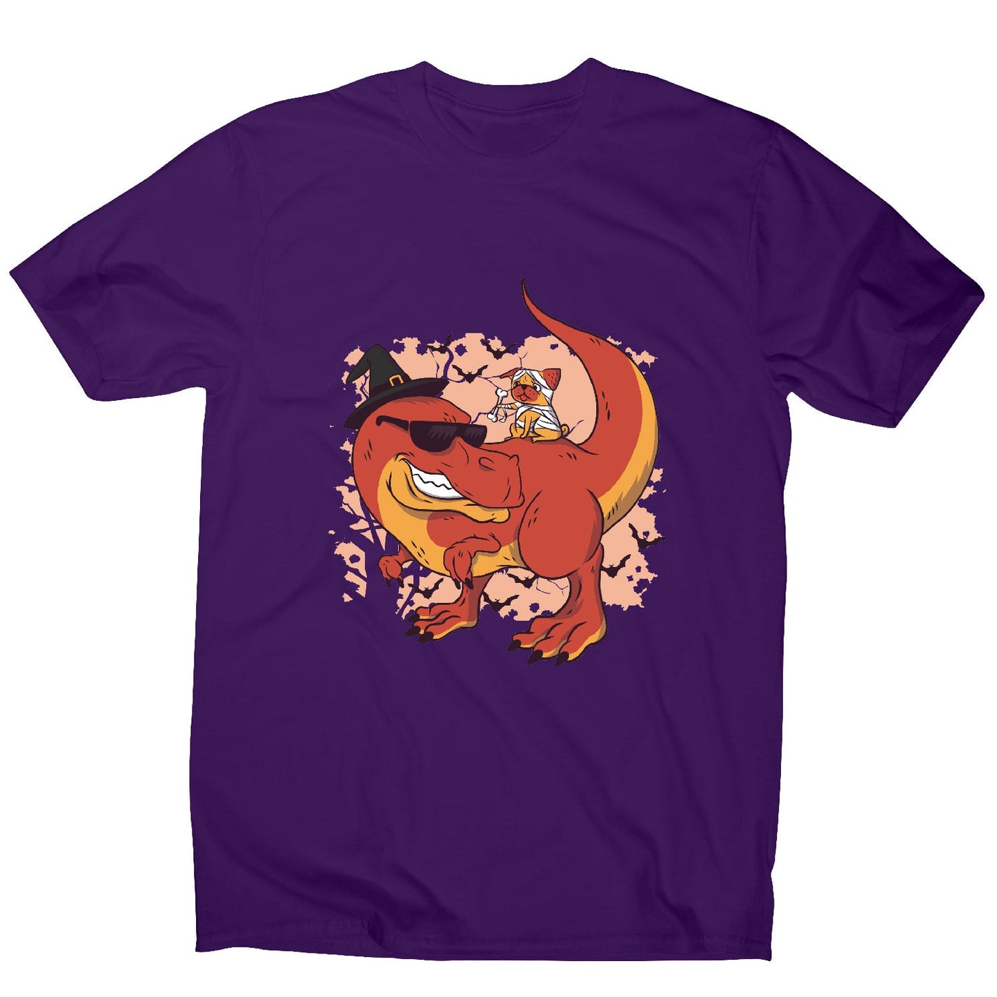 Halloween pug and dinosaur - funny halloween men's t-shirt