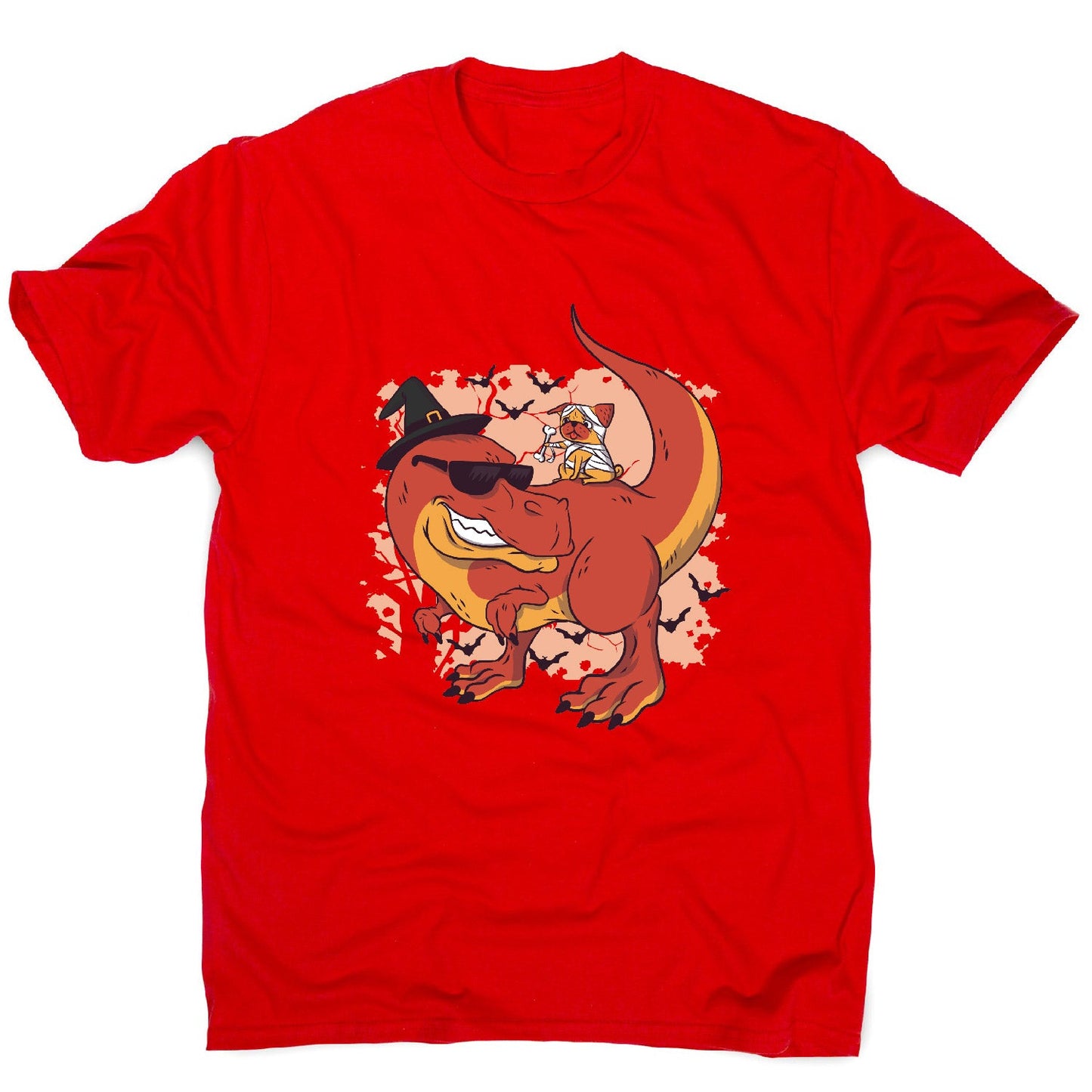 Halloween pug and dinosaur - funny halloween men's t-shirt