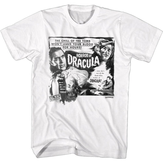 Hammer Horror - Black & White Horror Of Dracula - Short Sleeve - Adult - T-Shirt