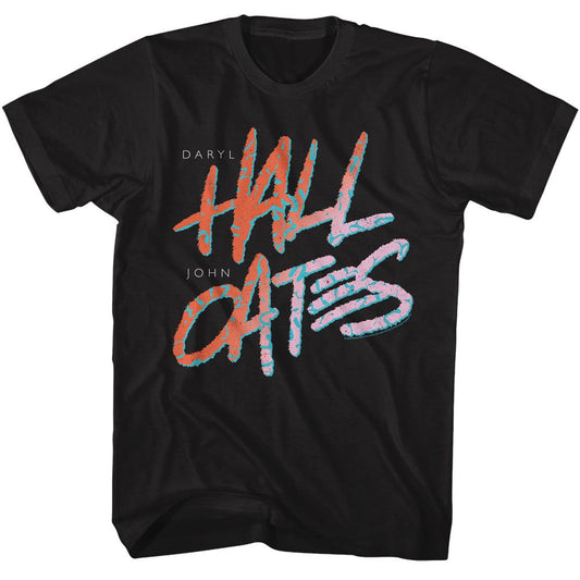 Hall And Oates - 80s Text - American Classics - Solid Black Adult Short Sleeve T-Shirt - clothing by TeeHivey.com (Image 1)