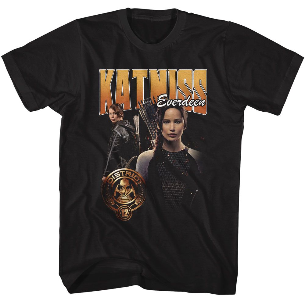Hunger Games - Katniss Duo Photo - American Classics - Solid Black Adult Short Sleeve T-Shirt
