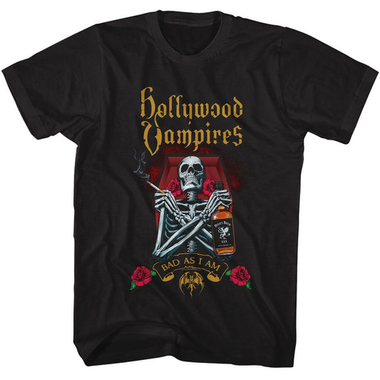 Hollywood Vampires - Bad As I Am - American Classics - Solid Black Adult Short Sleeve T-Shirt (Image 1)