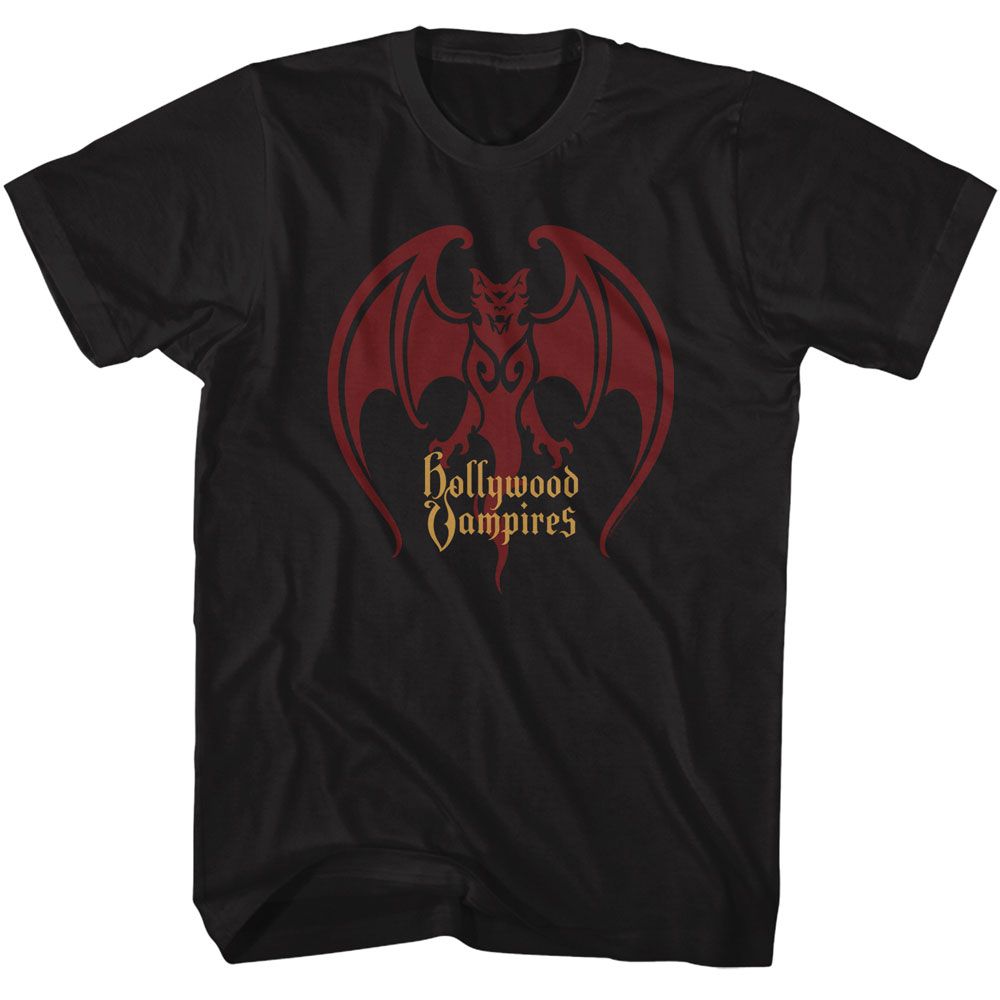 Hollywood Vampires - Bat Logo - American Classics - Solid Black Adult Short Sleeve T-Shirt (Image 1)