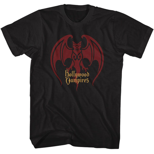 Hollywood Vampires - Bat Logo - American Classics - Solid Black Adult Short Sleeve T-Shirt (Image 1)
