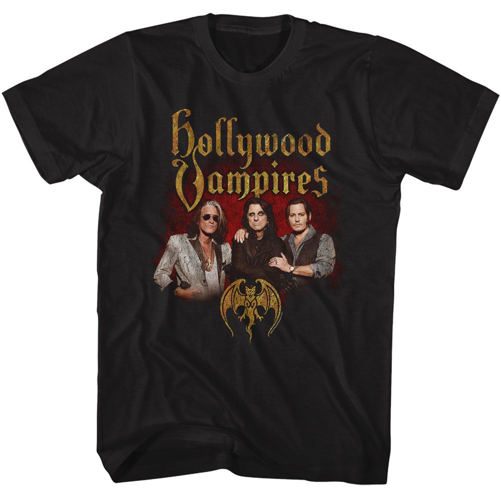 Hollywood Vampires - Band Photo - American Classics - Solid Black Adult Short Sleeve T-Shirt (Image 1)