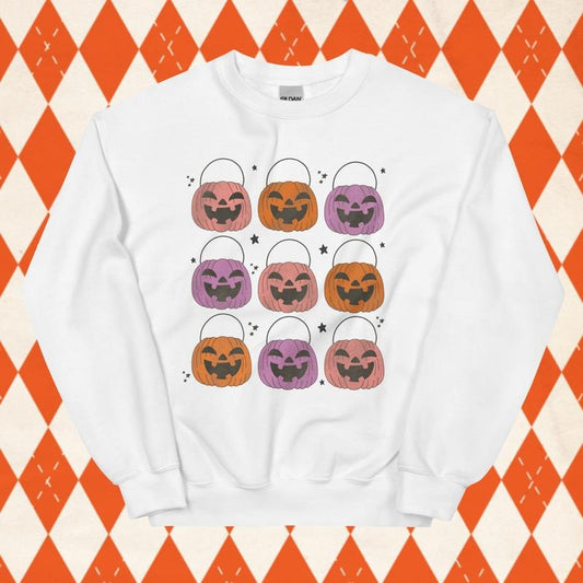 Halloween Candy Basket Crewneck -  Unisex Relaxed Fit Printed in USA Casual Comfort Cotton Top Athletic Boho Chic All Seasons