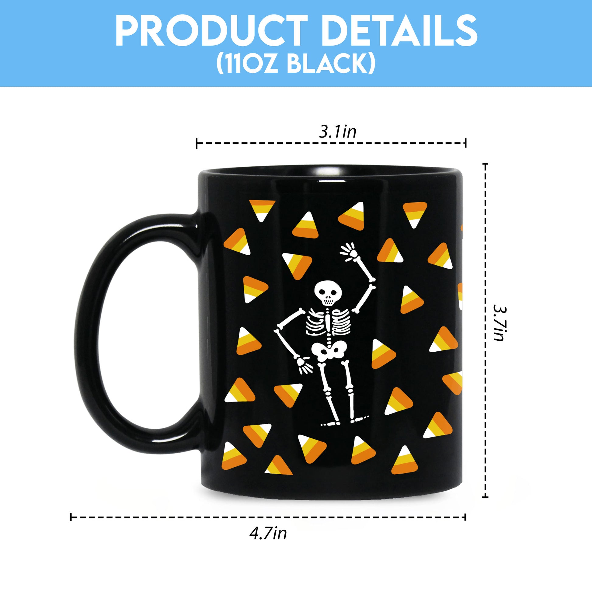 Halloween Candy Corn Skeleton Mug