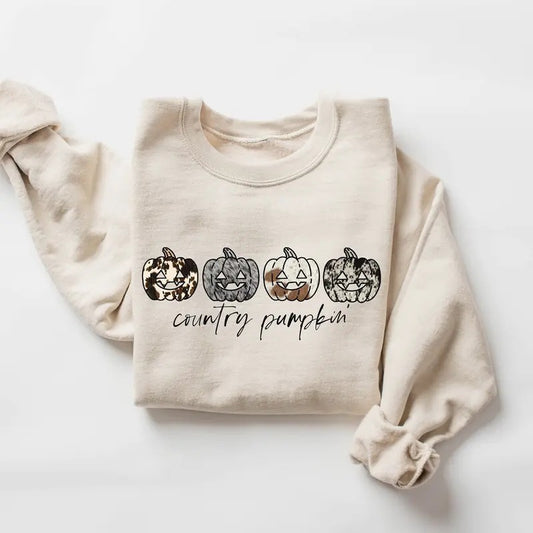 Halloween Leopard Pumpkin Sweatshirt, Country Pumpkin Halloween Shirt, Halloween Sweatshirt, Country Pumpkin Western Fall...