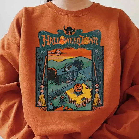 Halloween Town Sweatshirt, Halloweentown Storybook Sweatshirt Full Color, For Men, For Women, Classic Fashion, Full Sizes, Tee Print