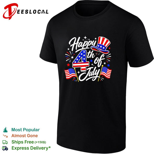 Happy 4th of July Uncle Sam Hat American Flag Fireworks Independence Day shirt