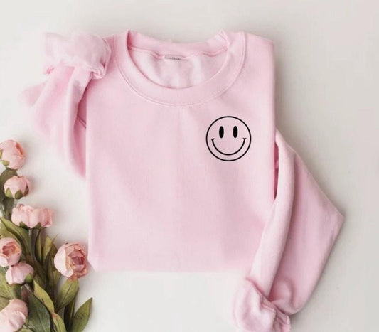 Happy Face Sweatshirt, Smile Crewneck, Happy Sweatshirt, Smile Sweatshirt, Smile Hoodie and Sweater; T-shirt Cotton Menswear Polyester Tops