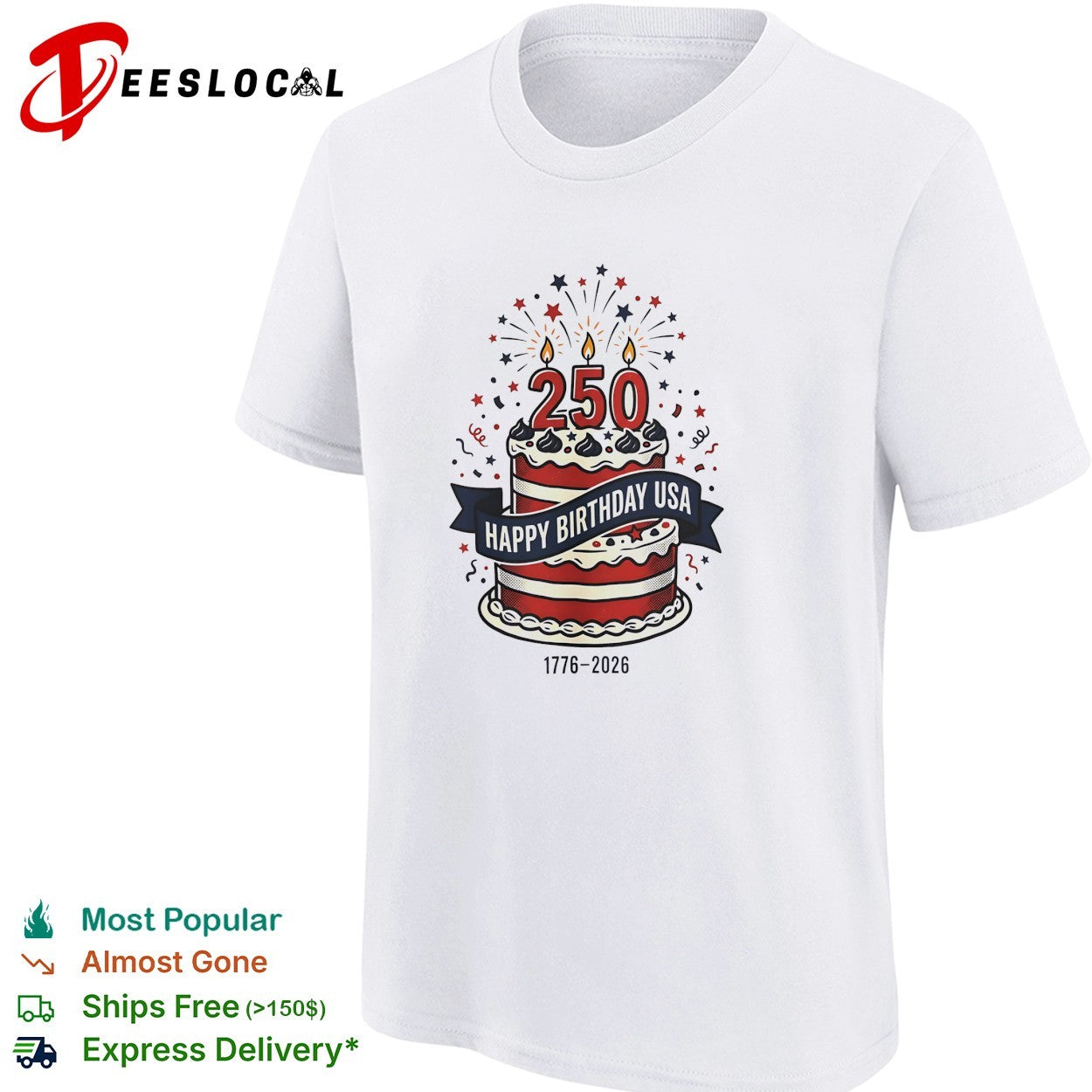 Happy birthday USA 250 years 1776 2026 shirt