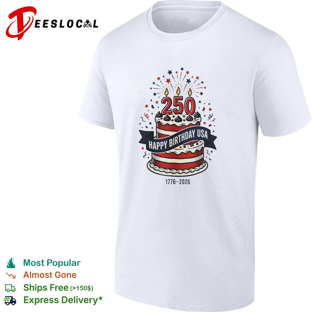Happy birthday USA 250 years 1776 2026 shirt