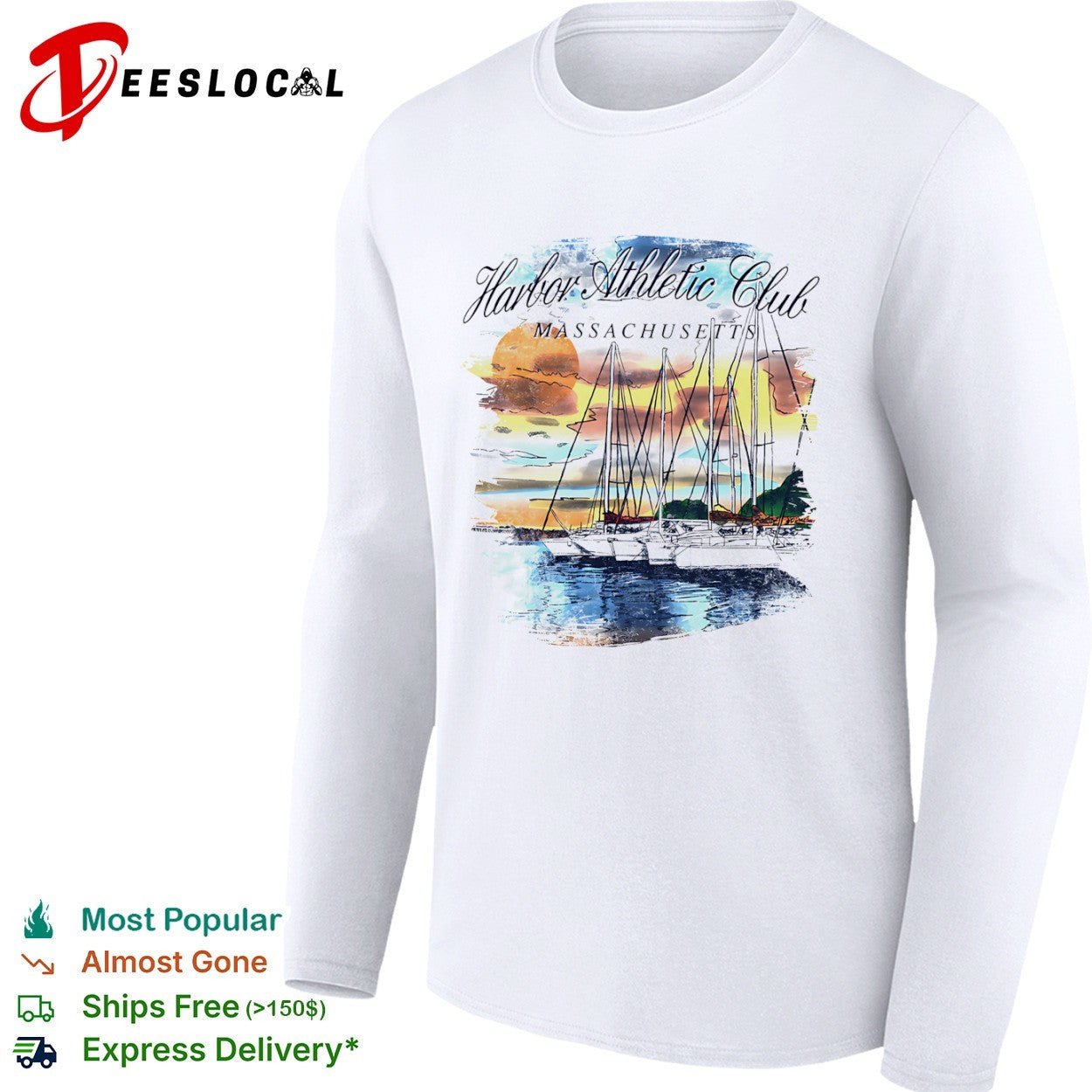 Harbor Athletic Club Massachusetts nautical sailboat sunset summer shirt