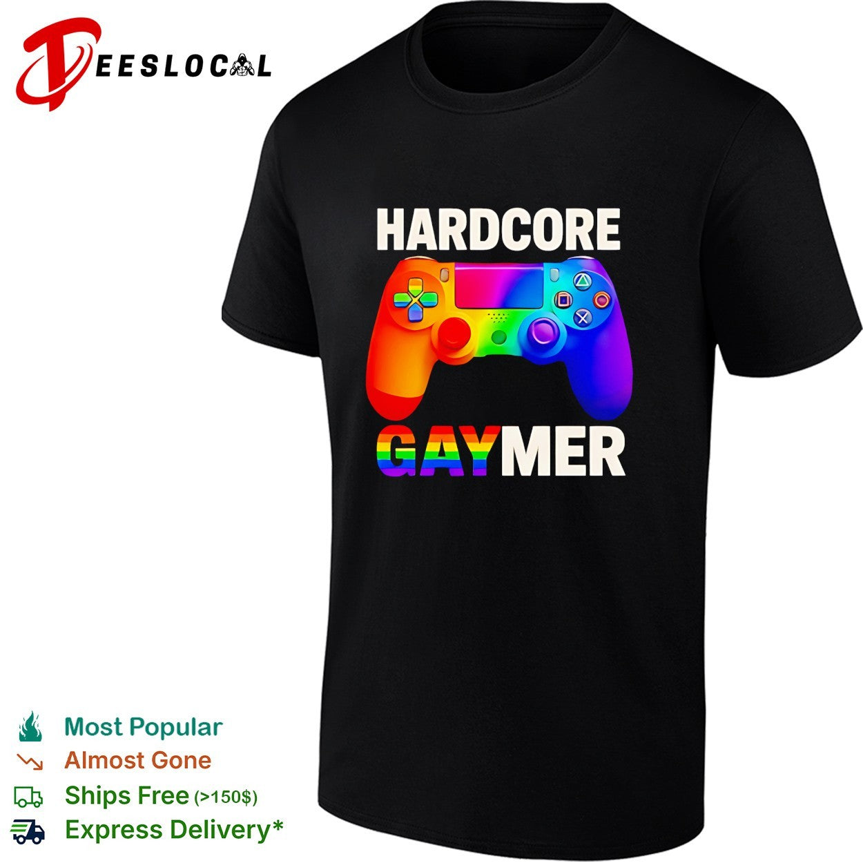 Hardcore Gaymer Rainbow LGBTQ Gamepad funny shirt