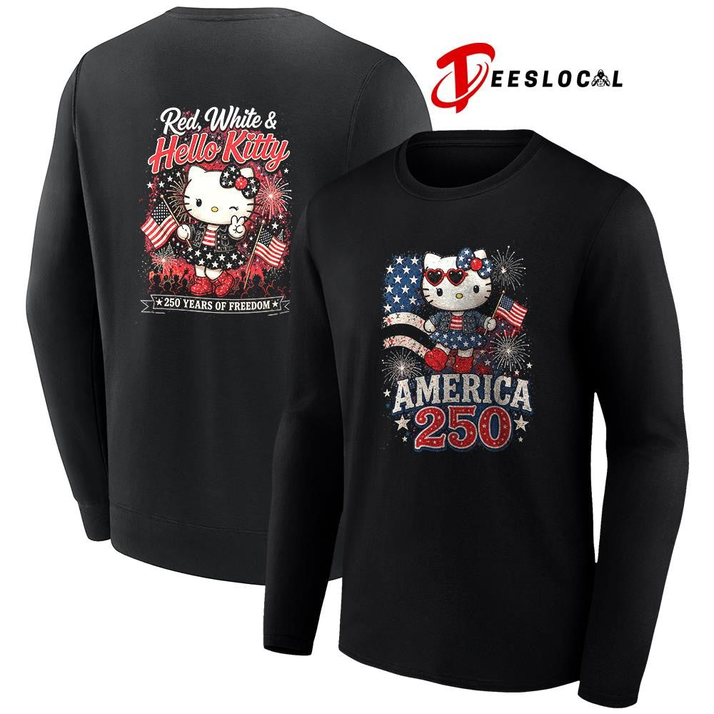 Hello Kitty red white and 250 years of freedom graphic shirt